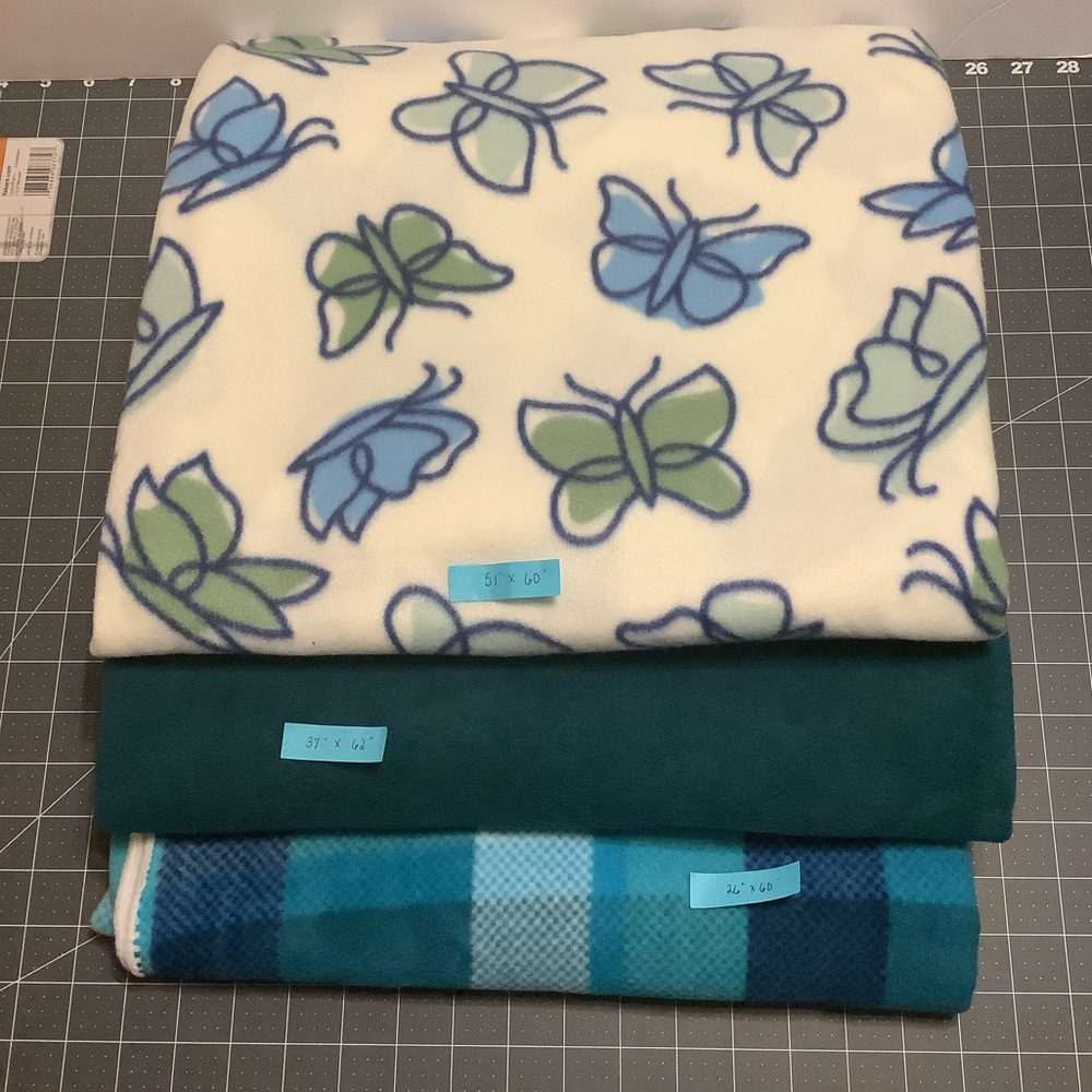 Lot of Fleece Butterflies, Plaid and Teal, NWOT